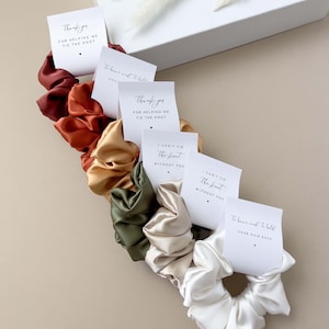 Hair Scrunchies Bridesmaid Satin Scrunchies Bridesmaid Proposal Gift Box Hair Ties Bridesmaids Gifts Bridal Bach Party Favor Tag Scrunchies
