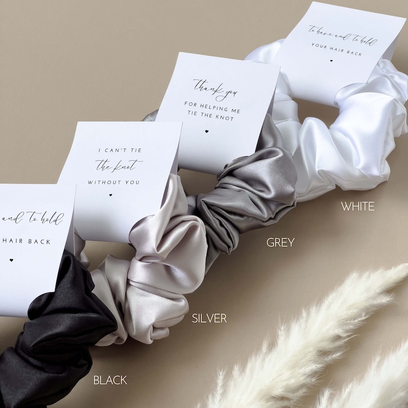 Bridesmaid Hair Scrunchies Sky Blue Bridesmaid Gift Pale Blue Bridesmaid Proposal Gift Box Tag Scrunchies Bridal Party Dusty Blue Wedding image 10