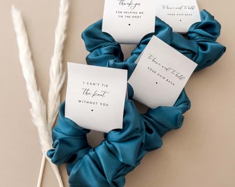 Teal Bridesmaid Satin Scrunchies Asking Bridesmaid Gift Proposal Boxes Ask To Be Maid of Honor Gift Dark Teal Orange Wedding Silky Hair Ties