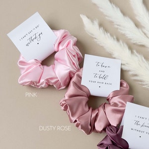 Bridesmaid Hair Scrunchies Sky Blue Bridesmaid Gift Pale Blue Bridesmaid Proposal Gift Box Tag Scrunchies Bridal Party Dusty Blue Wedding image 7