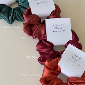 Bridesmaid Hair Scrunchies Sky Blue Bridesmaid Gift Pale Blue Bridesmaid Proposal Gift Box Tag Scrunchies Bridal Party Dusty Blue Wedding BURGUNDY