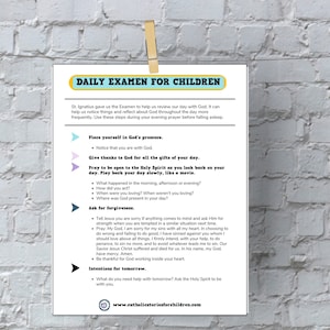 Examen Diario Ignaciano para Niños Imprimible PDF / Descarga Digital / Imprimibles Católicos para Niños / Imprimibles Católicos / Tamaño Carta