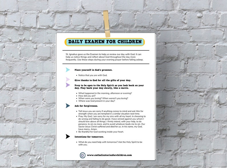 Ignatian Daily Examen for Children Printable PDF | Digital Download ...