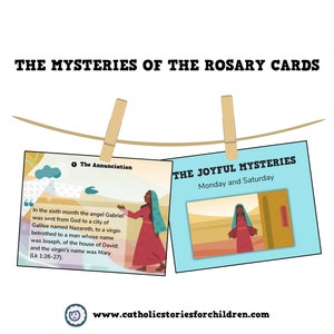 The Mysteries of the Rosary Cards for Children Printable | Instant Download | Catholic Gifts | Rosary Prayer Cards | First Communion Gift