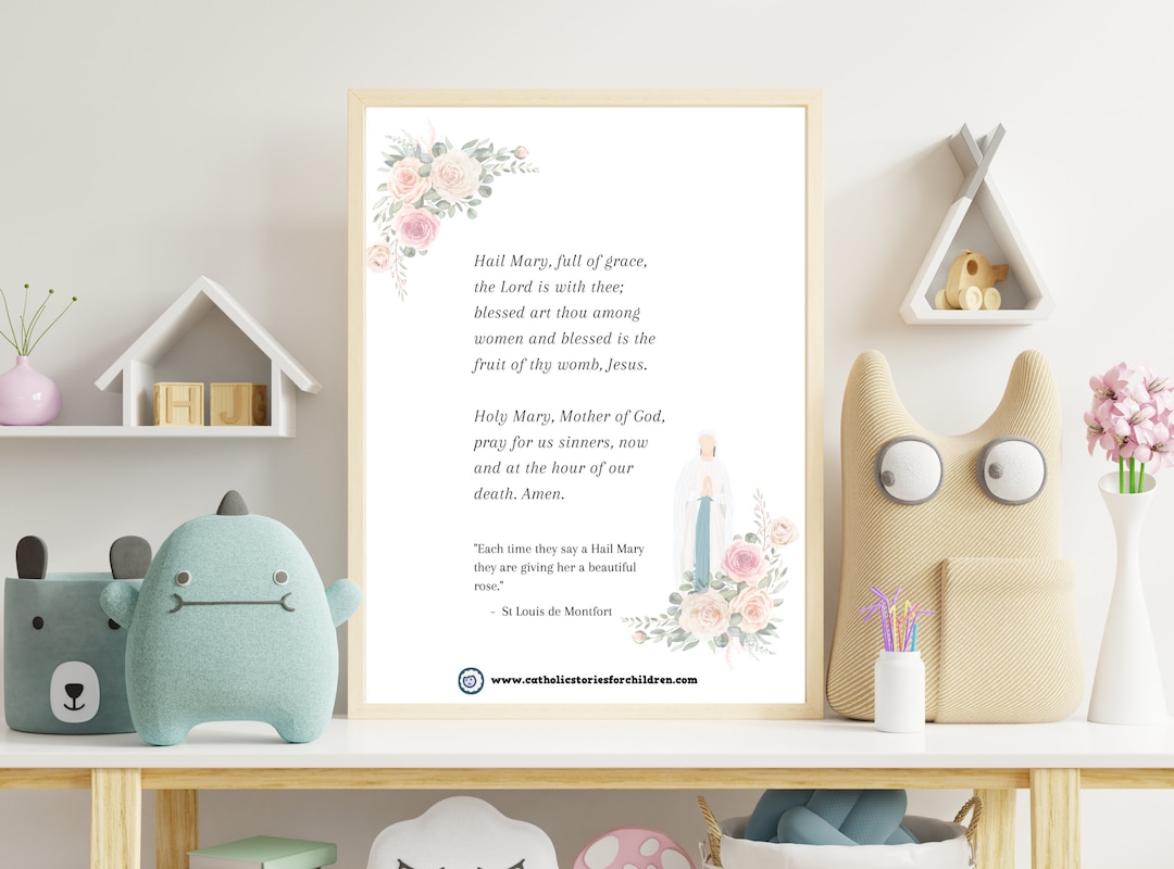 Hail Mary Printable | Hail Mary Wall Art Poster | Nursery Art | Kids ...
