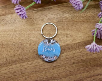 Runde personalisierte Hunde- & Katzenmarke aus Epoxidharz | Custom Resin Pet Tag | Hundemarke mit Namen | Handmade ID Tag