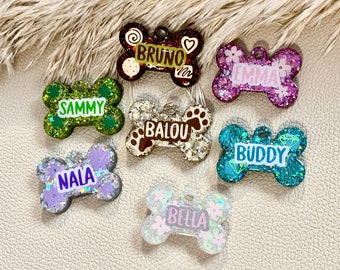 Dog tag resin epoxy resin personalized glitter