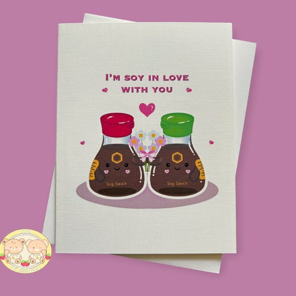 Funny Greeting Card| I’m Soy in Love With You Card| Romantic Card| Pun Greeting Card| I Love You Card|Asian Food Punny Card| Funny Cute Card