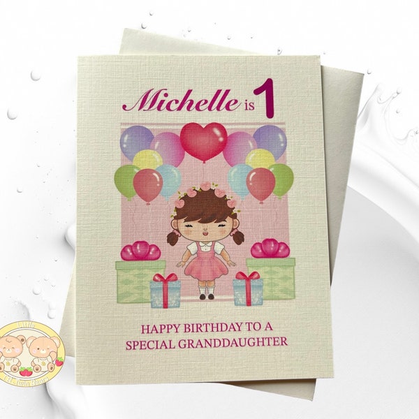 Personalized Number and Name Birthday Card for Daughter/GrandDaughter/Sister/Niece | Daughter/GrandDaughter/Sister/Niece Birthday Card