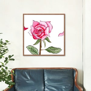 Incantevole stampa digitale rosa rosa / stile acquerello / arte murale floreale / download istantaneo