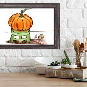Pumpkin Minimalist Digital Print | Original Fall Art| Farmhouse Wall Decor Digital Download