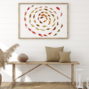 Swirling Fall Leaves Watercolor Digital Print | Fall Botanical Art| Leaves Wall Decor | Farmhouse Wall Art| Digital Download