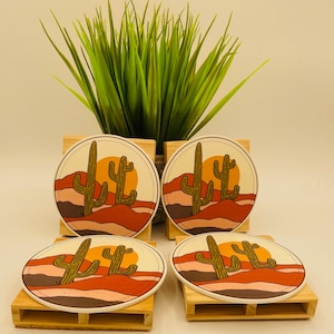 Arizona Desert Cactus Wood Coasters