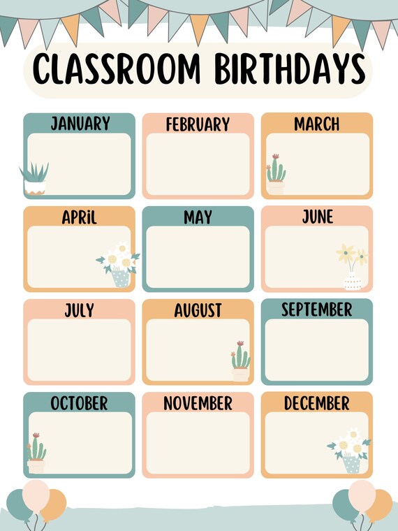 Classroom Birthday Poster downloadable Etsy