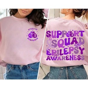Support Squad Epilepsy Awareness Shirt, Custom Name Epilepsy Awareness Shirt, Epilepsy Shirt, Purple Ribbon Shirt, Epilepsy Warrior Shirt