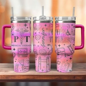 Physiotherapie Laser gravierte 40 Unzen Becher, individuell gravierte nahtlose Becher, Physiotherapie-Lehrer Becher, doppelwandige Thermobecher