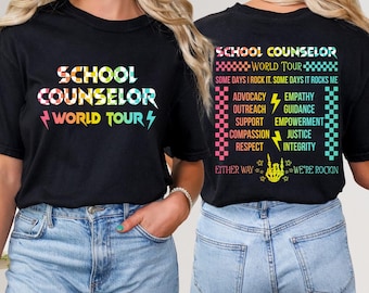 School Counselor World Tour Shirt, School Behavior Therapist T-Shirt, Counseling Graduation Gift, Retro Mental Health Tee, Back to School