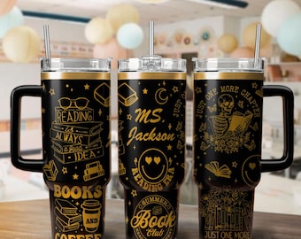 Reading Books Book Reader One More Page Shelf Library 40 oz Tumbler, Customized Laser Engraved, Gift Lover Read Book
