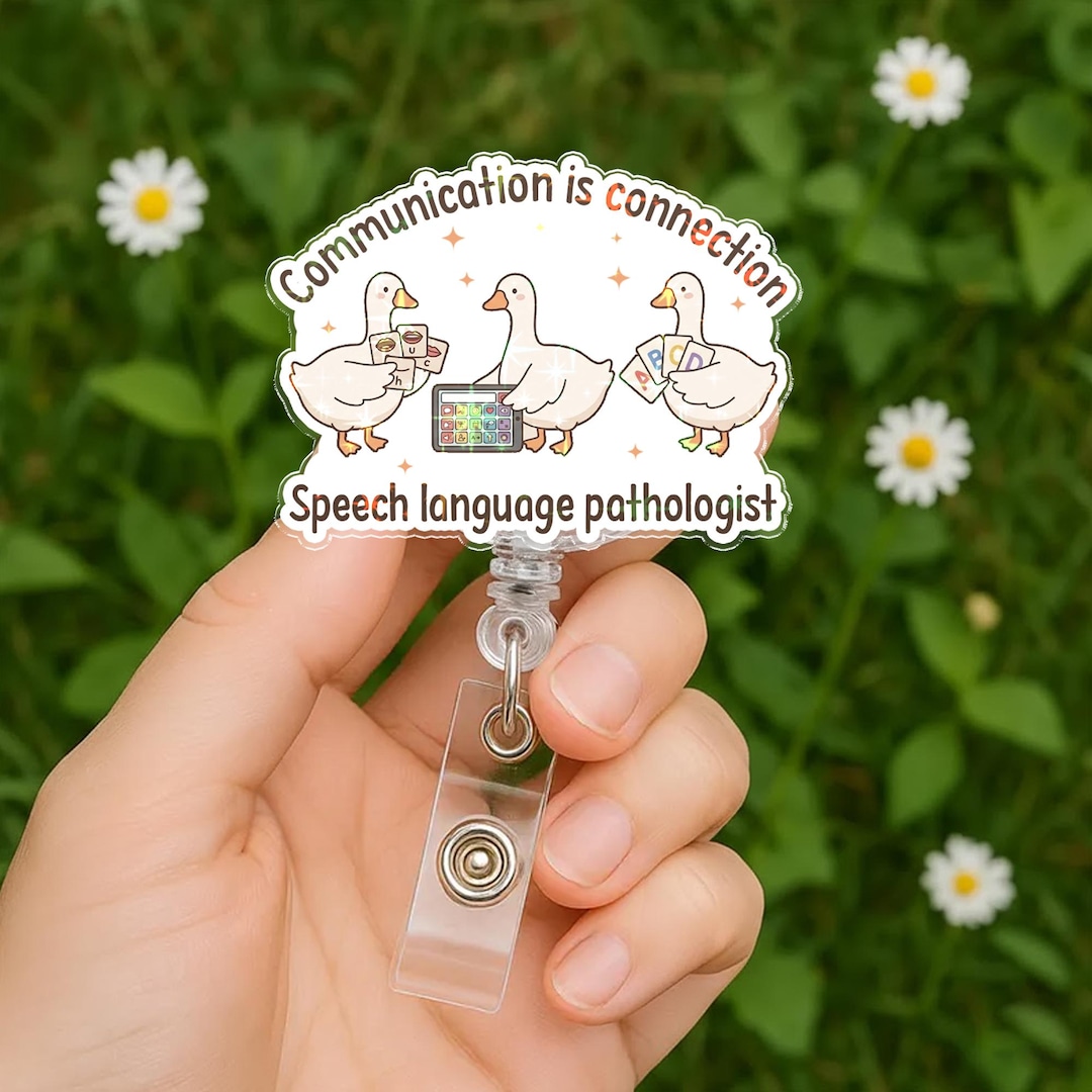 Slp Ribbons Cute SLP Badge Reel | Speech Language Pathologist Retractable ID Holder ...
