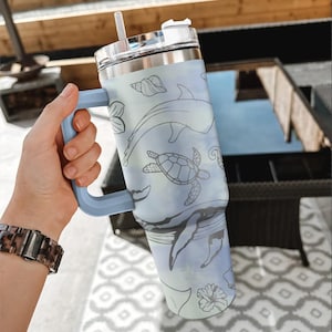Personalized Whale and Ocean Scene Engraved Tumbler, Whale Engraved 40 Oz Tumbler,Beach Lover Gift, 40oz Ocean Tumbler, Whale Lover Gift