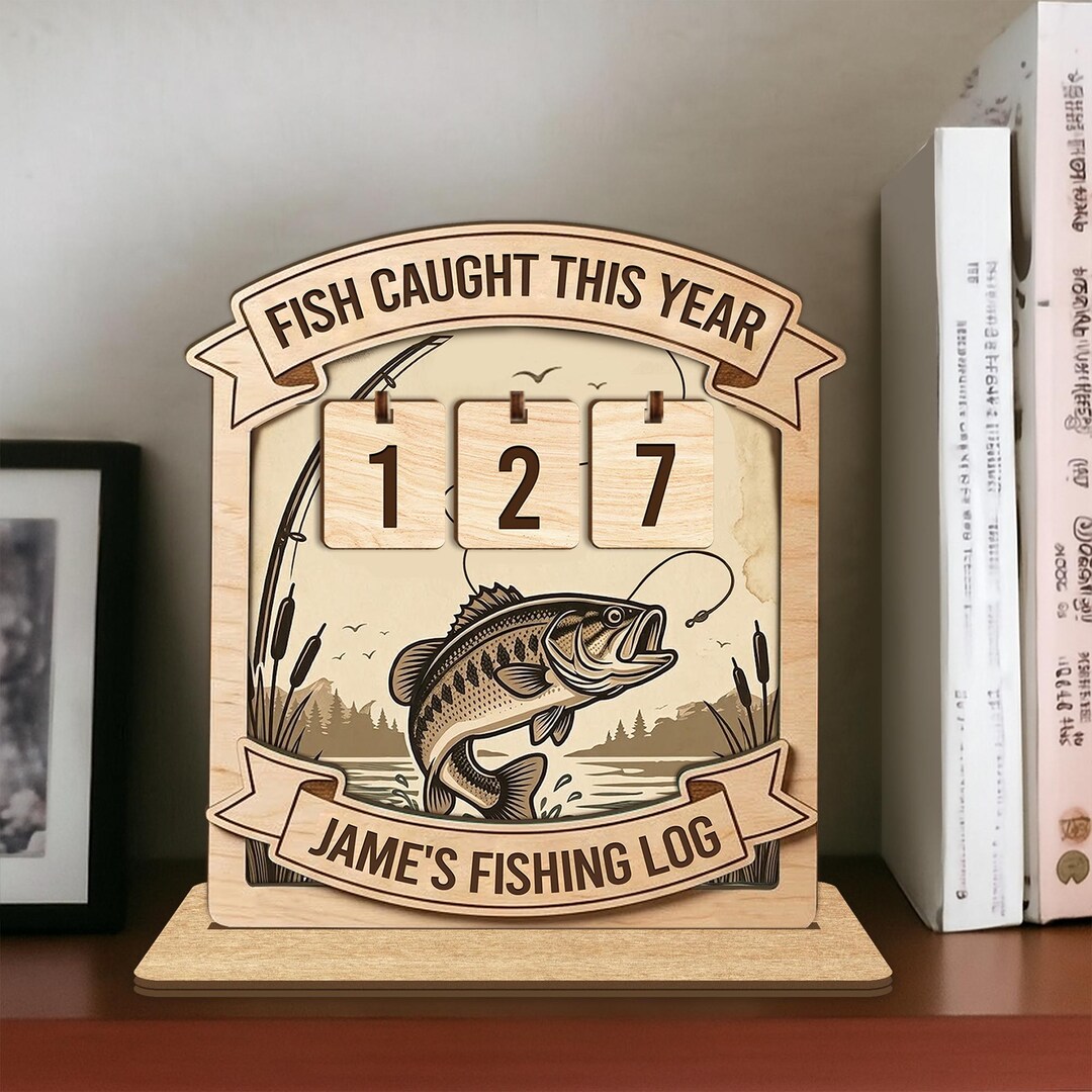 Fish Log Timer Inn Personalized Fishing Log & Fish Counter, Custom Fisherman Gift for Dad ...
