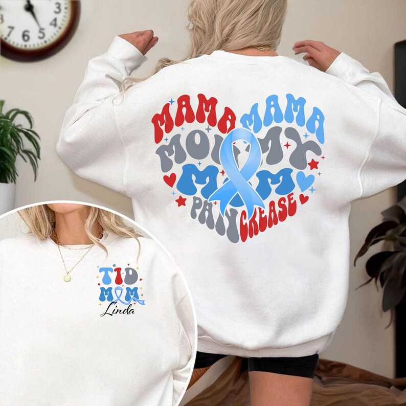 Custom Name Mama Mommy Mom Pancrease Shirt, T1D Mom Shirt, Diabetes Awareness Shirt, Diabetic Shirt For Mom,Type 1 Diabetes,Diabetes Support image 1