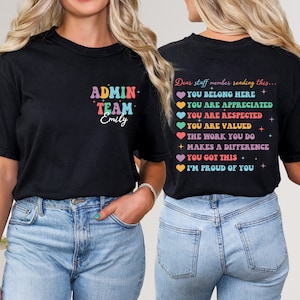 Back-to-School Shirt Custom Name Admin Team Shirts School Staff Gifts Grade Teacher Gifts Teacher Tee Shirt School Team Shirts