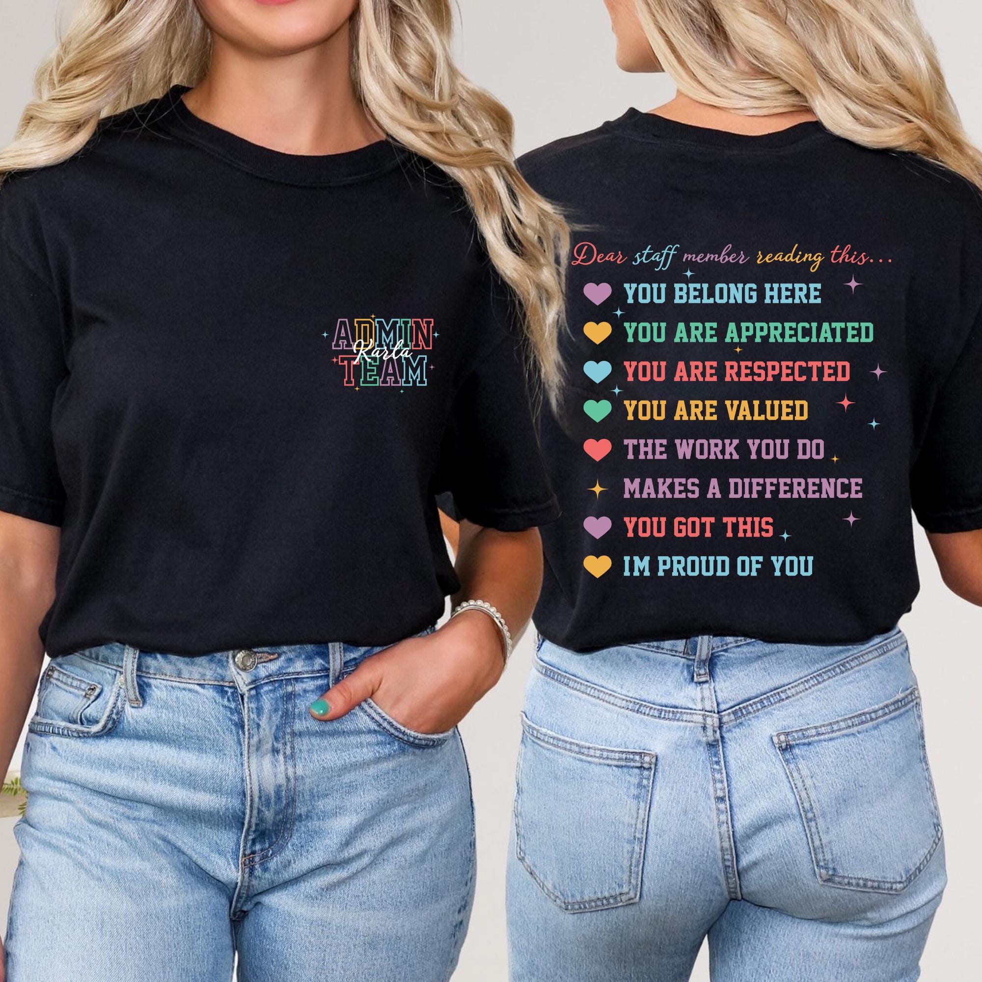 Back-to-School Shirt Custom Name Admin Team Shirts School Staff Gifts Grade Teacher Gifts Teacher Tee Shirt School Team Shirts