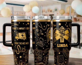 Laser Engraved EMS, EMT, First Responder Tumbler, EMS tumbler, Emergency Medical Cervices Tumbler 40 oz