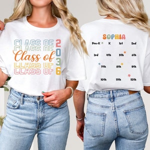 Personalisierte Klasse von 2036 Shirt Shirt Zurück in der Schule Handprint Shirt für PreK-12, wachsen Sie mit mir Shirt Klasse von 2036 Speicher, Klasse von 2036 Tee
