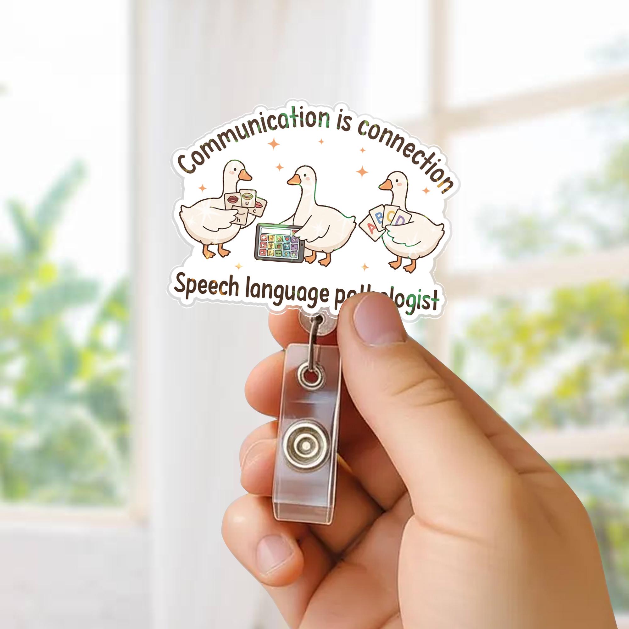 Slp Ribbons Cute SLP Badge Reel | Speech Language Pathologist Retractable ID Holder ...