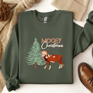 Mooey Christmas Sweatshirt, Mooey Christmas Shirt, Western Christmas Shirt, Western Christmas Shirt, Retro Western Christmas Shirt