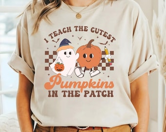 Halloween Teacher Shirts, Spooky Teacher Shirt, Teacher Shirts, Teacher Halloween Shirts, Retro Halloween Teacher, Kindergarten Teacher Tee