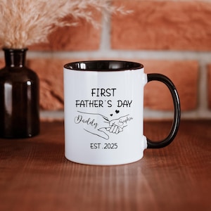 Happy First Fathers Day Mug, Personalized New Dad Mug, 1st Time Daddy Cup, Photo Mug For First Time Dad, Father And Baby