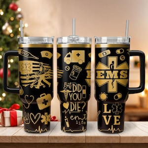 Laser Engraved EMS, EMT, First Responder Tumbler, EMS tumbler, Emergency Medical Cervices Tumbler 40 oz