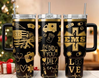 Laser Engraved EMS, EMT, First Responder Tumbler, EMS tumbler, Emergency Medical Cervices Tumbler 40 oz