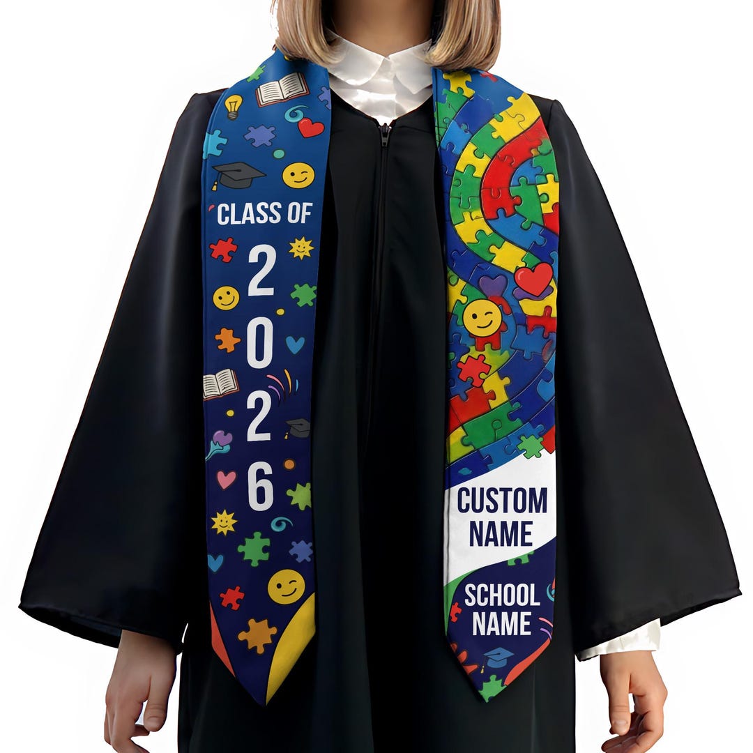 Personalized Autism Graduation Stole, Class of 2026 Neurodiversity ...