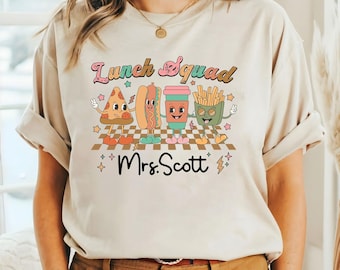 Benutzerdefinierte Name Schule Mittagessen Gruppe Shirt, Cafeteria Worker Shirt, Retro Mittagessen Dame T-Shirt, Mittagessen Crew Shirt, Cafeteria