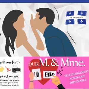 Quiz pour Couples - Jeu pour couple - Version Francais - Printable Game - Wedding Game - Jeu Mariage - Brise Glace PDF Print and Play Québec