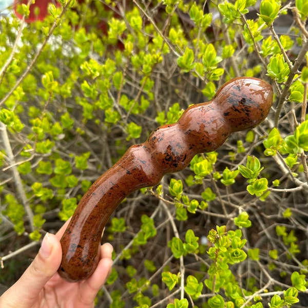 7-7.8" Double-Ended Red Obsidian Yoni Wand Dildo Sex Toys