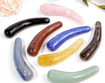4.7" Natural Mini Rose/Clear Quartz Massage Wand Crystal Quartz Stick