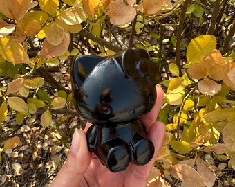 Hello Kitty Obsidian Crystal Figurine - Grounding Stone - Etsy