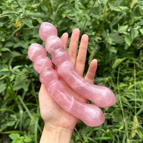 7" dubbelzijdige rozenkwarts Yoni Wand kristallen dildo massage toverstaf