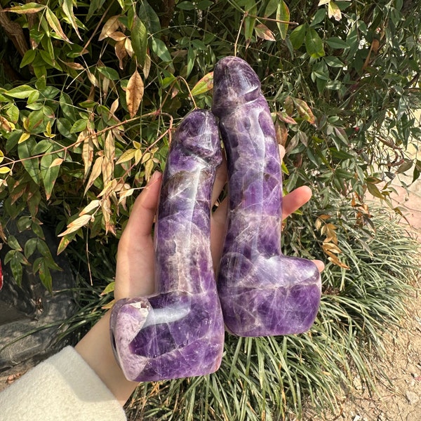 7-7.8" Dream Amethyst Penis Yoni Wand Crystal Dildo Large Standing