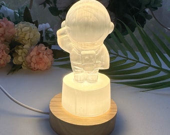 3.9" Selenite Astronauts With Iight Base For Decoration