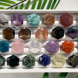 Natural Crystal Hexagon Hand Polished With Free Stand