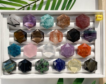 Natural Crystal Hexagon Hand Polished With Free Stand