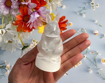3.5" Selenite Rabbit  With Free Light Base For Decoration