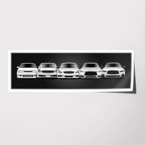 JDM Drift Import Tuner Car Automotive Art Drawing Compatible with Infiniti G20 G35 G37 Q50 Q60 Poster Frame Stretched Canvas
