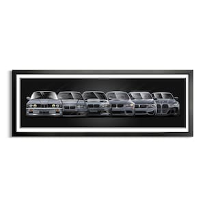 Poster with Black Frame 3 Series M3 Generations E30 E36 E46 E90 E92 E93 F80 F82 G80 G82 Artwork Drift Import Tuner Euro Car Automotive